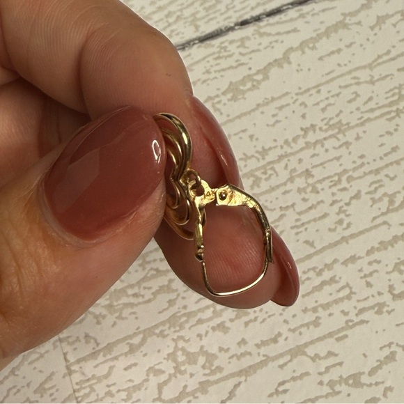 14K Gold Heart Drop Earrings - Picture 5 of 5